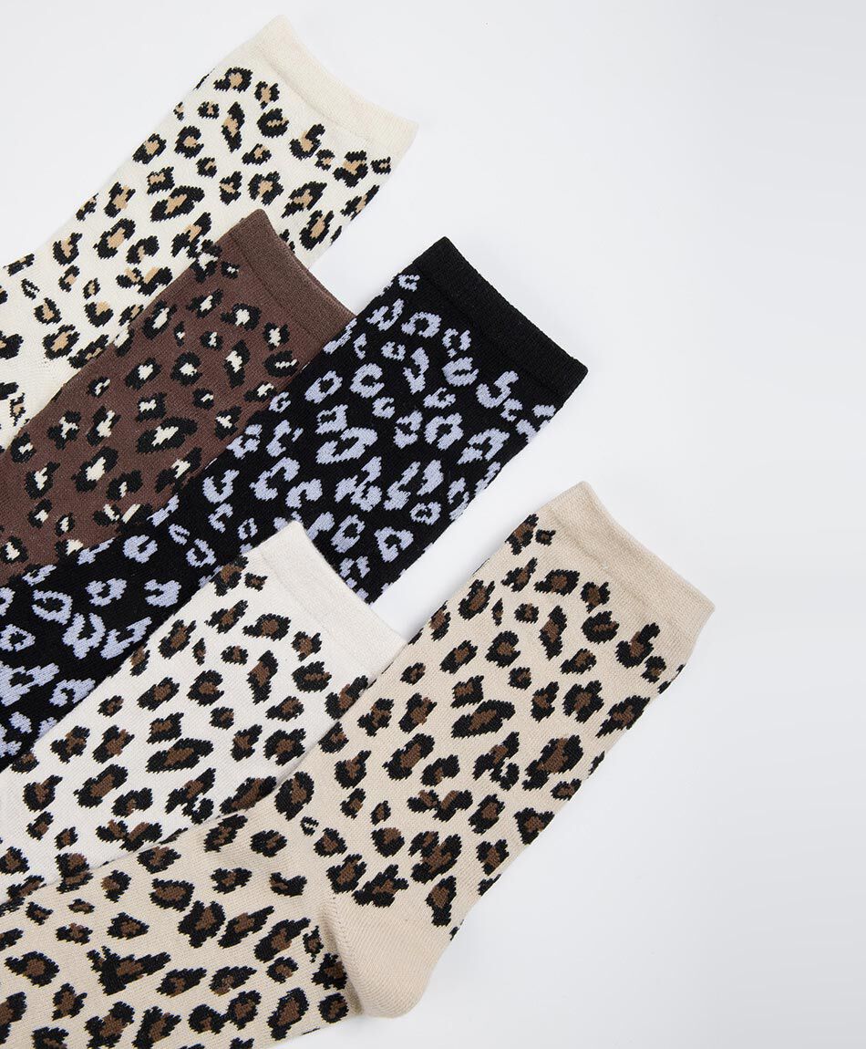 Pack 5 medias mujer animal print