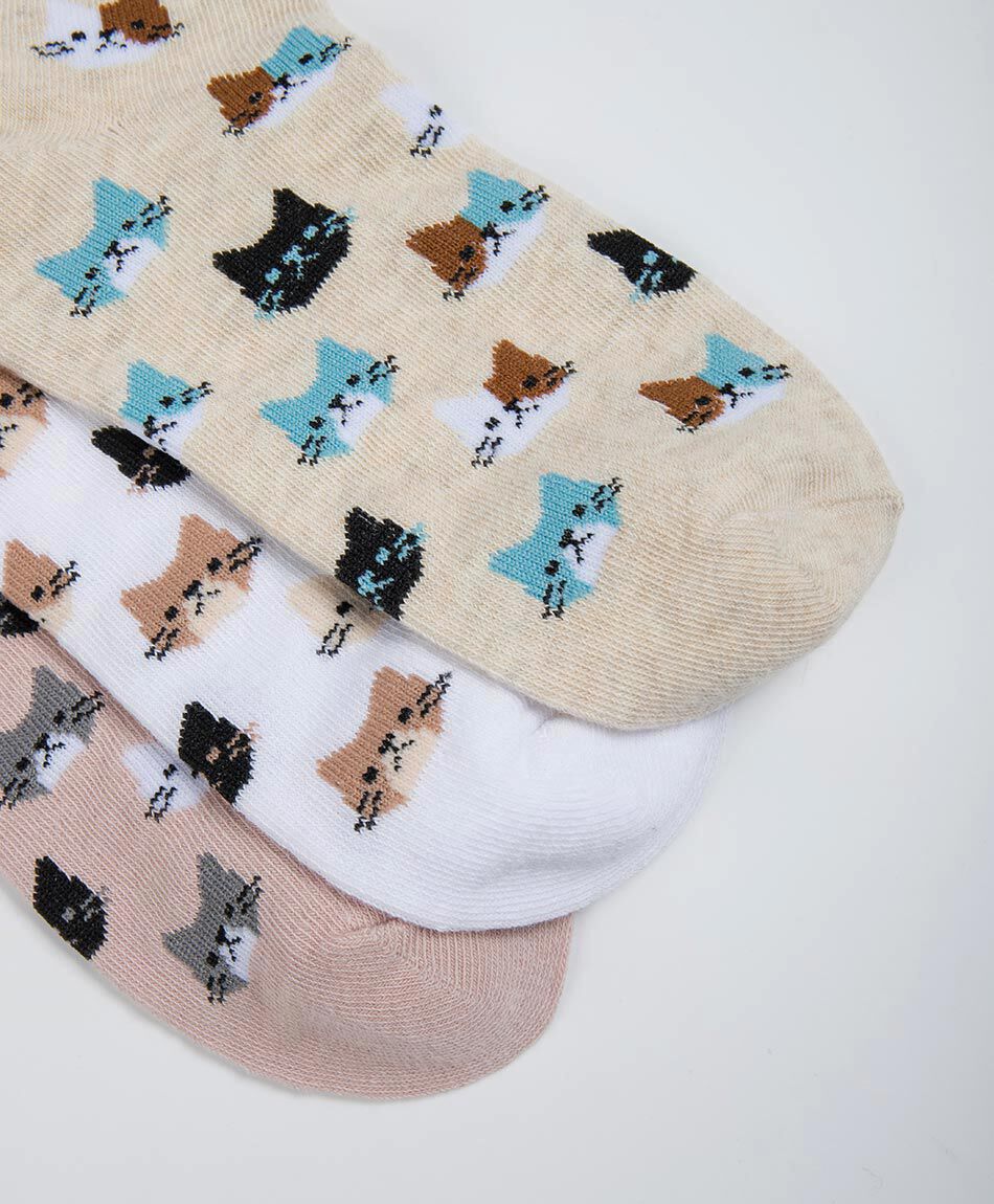 Pack 3 calcetines ni&ntilde;a gatitos