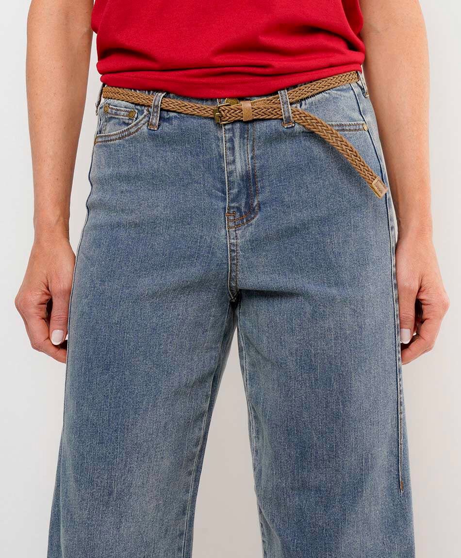 Jeans mujer wide leg cintur&oacute;n