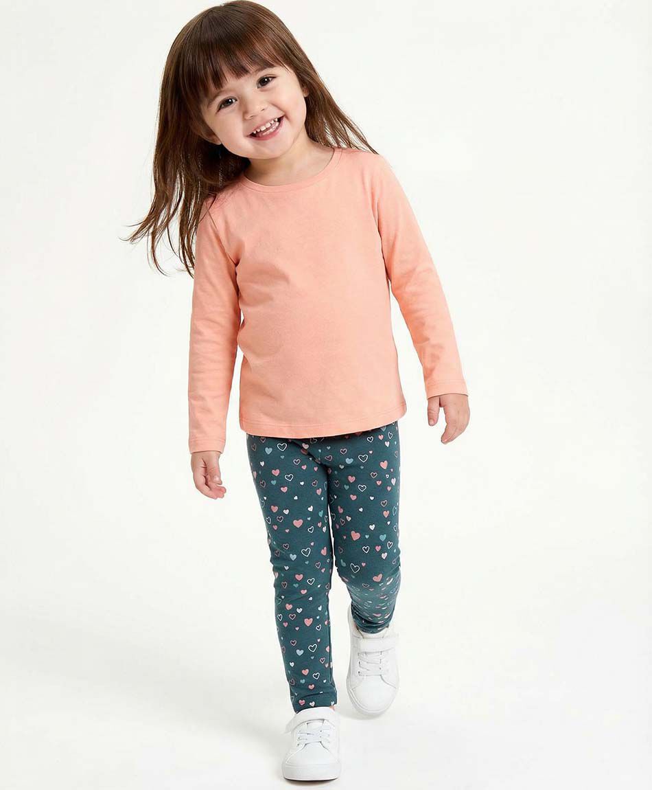 Leggins beb&eacute; estampado corazoncitos