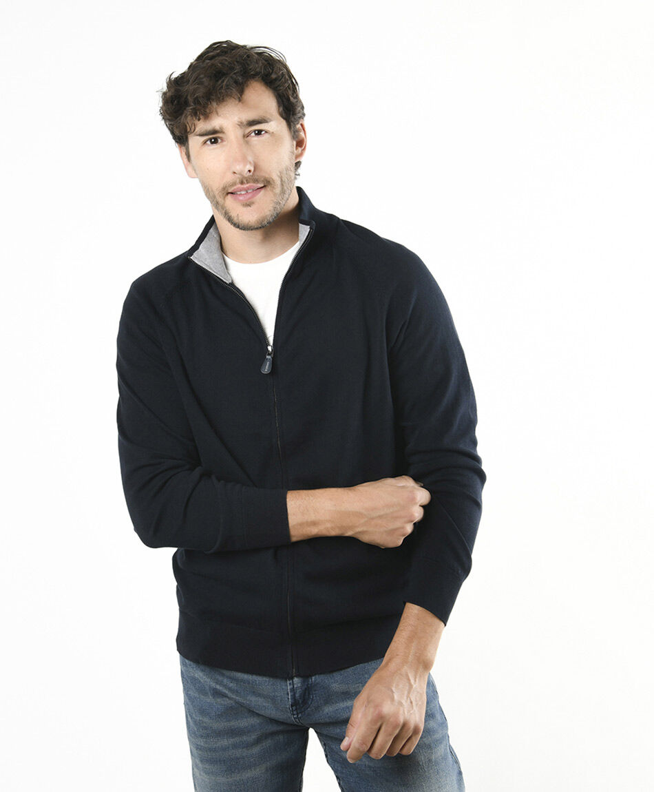 Sweater hombre cuello medio azul