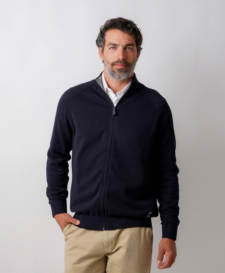 Sweater hombre cuello medio azul