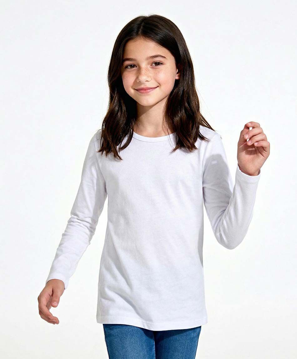 Remera ni&ntilde;a b&aacute;sica manga larga