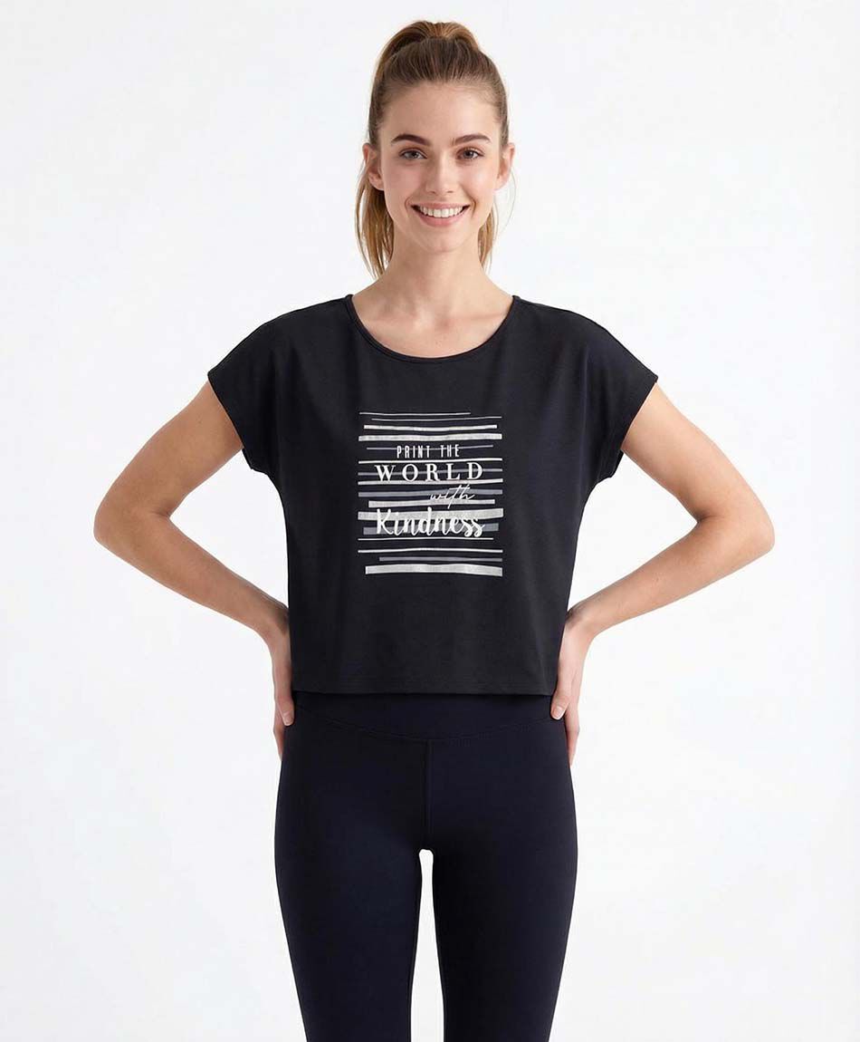 Remera deportiva mujer manga casquillo black