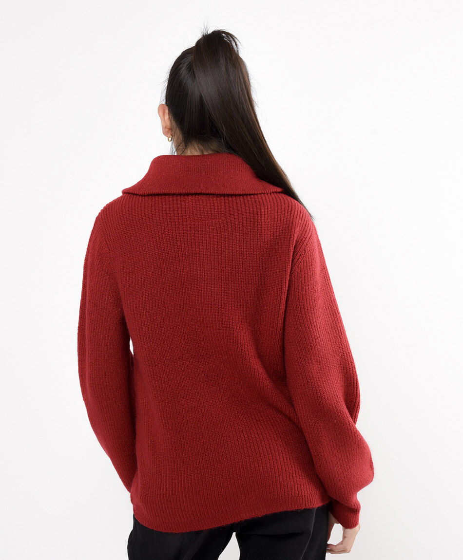 Cardigan mujer rojo cierre entero