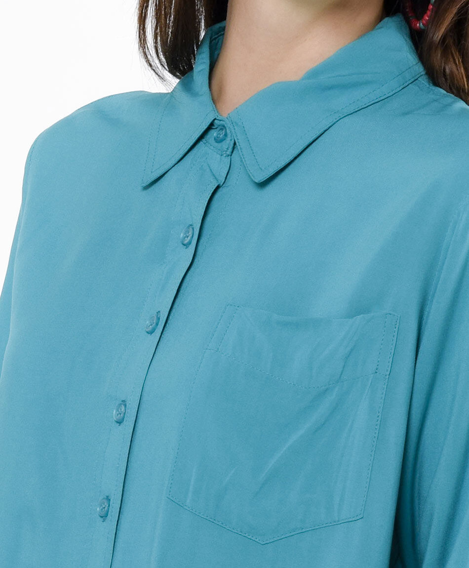 Blusa mujer lisa turquesa