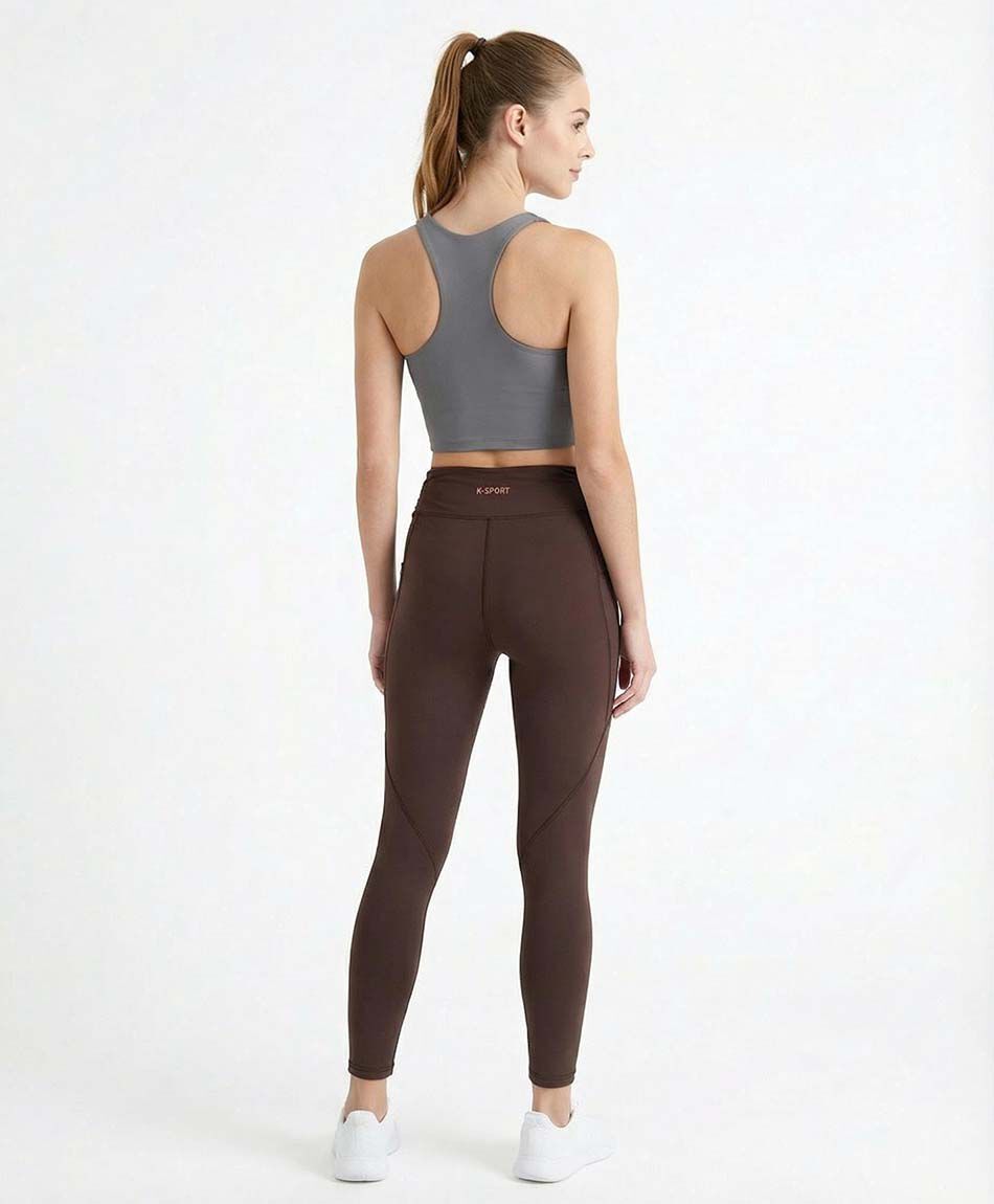 Calza deportiva mujer costuras caf&eacute;