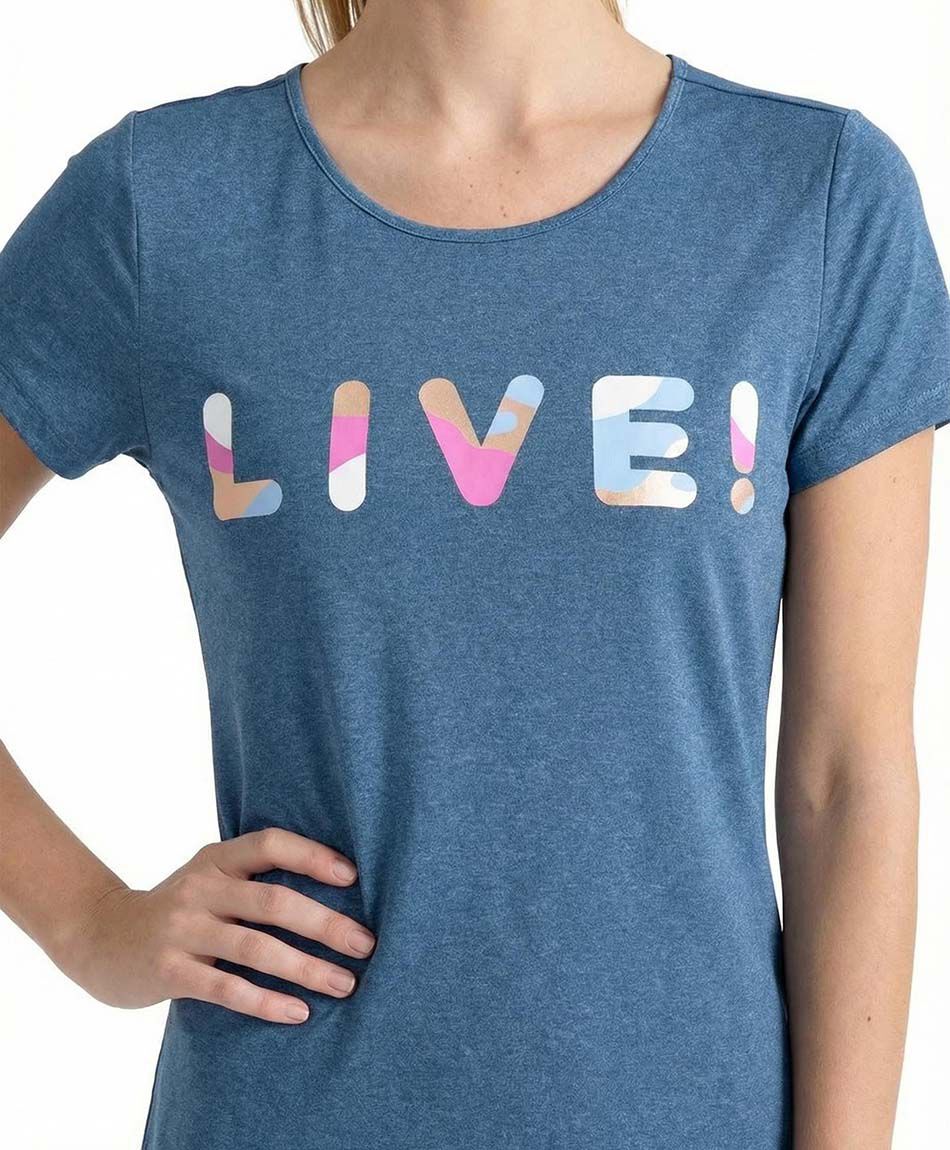 Remera deportiva mujer live blue