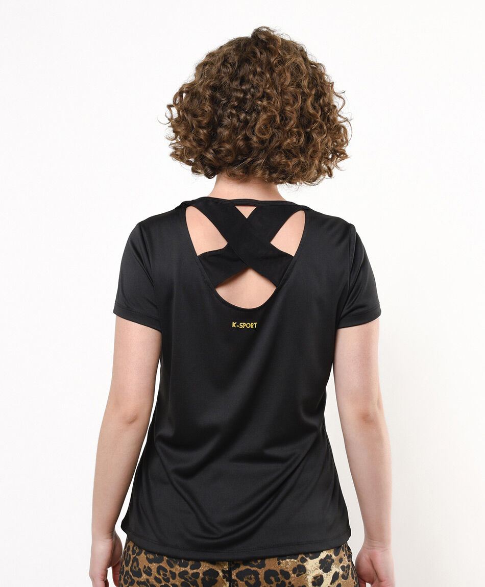 Polera deportiva mujer espalda cruzada