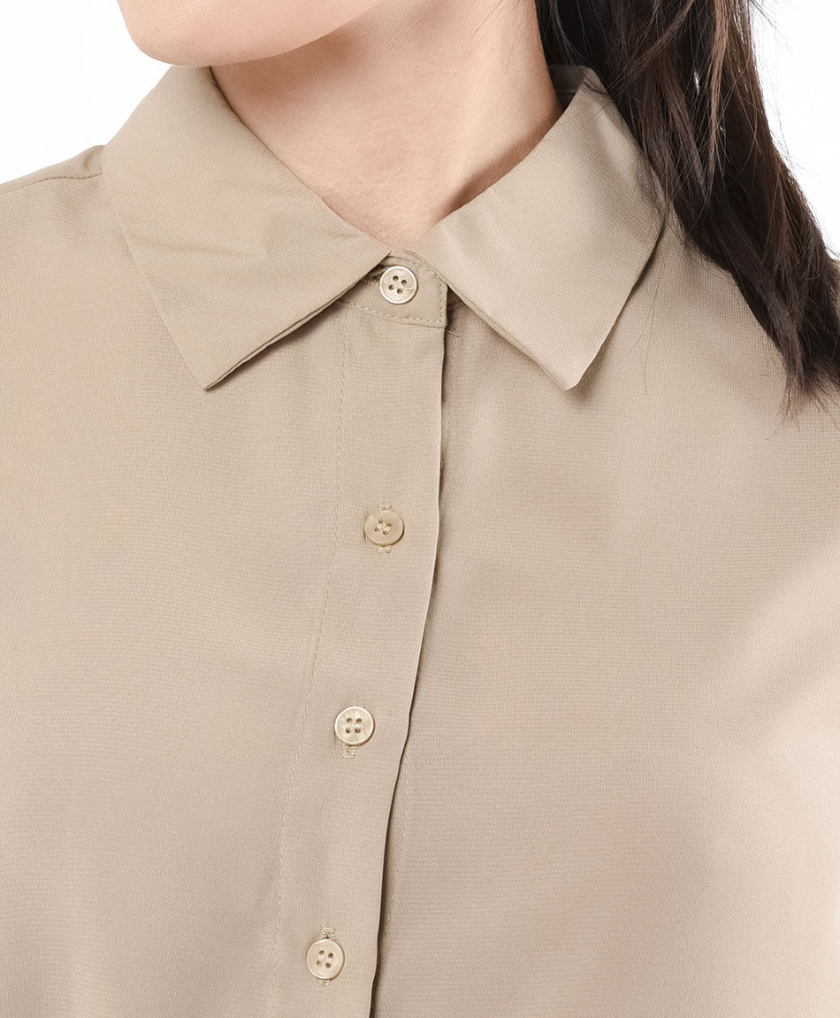 Camisa mujer manga corta beige