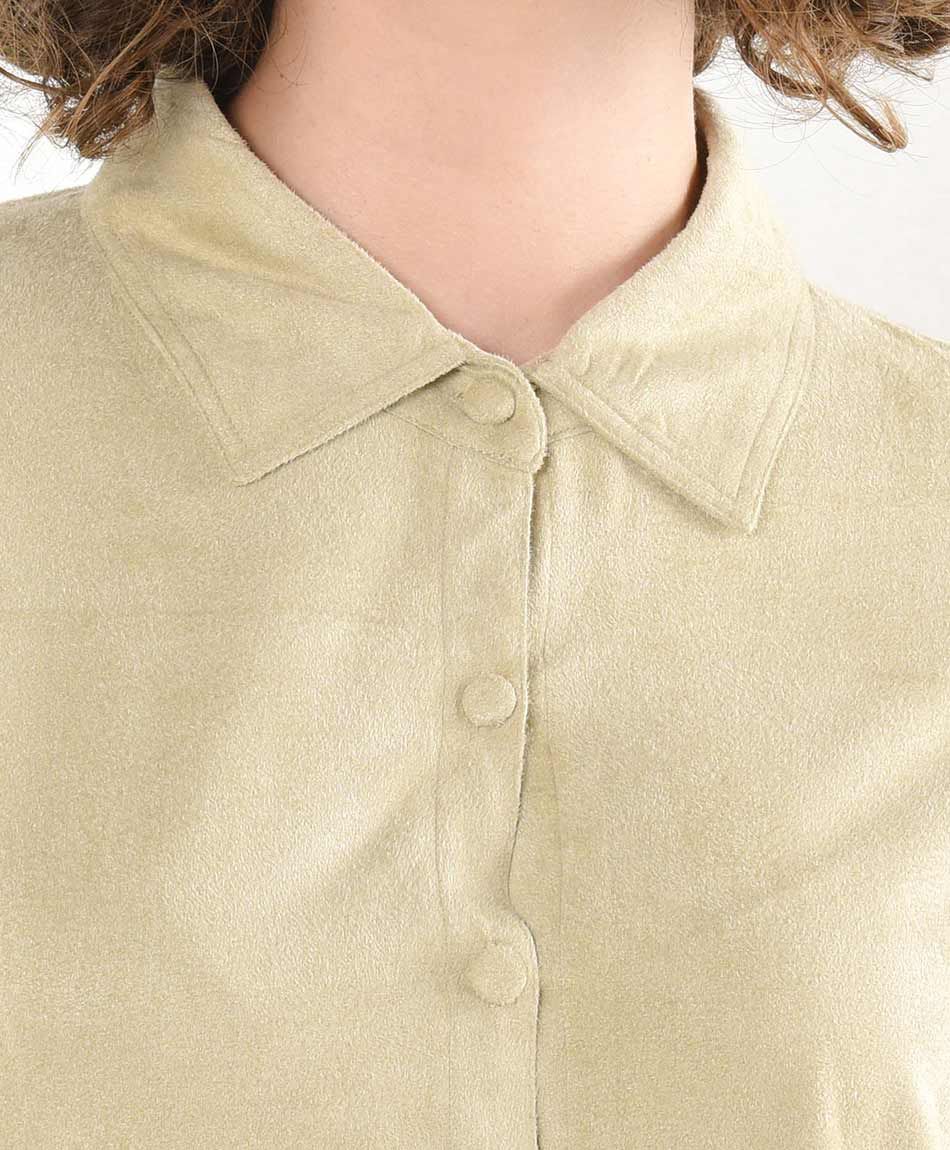 Blusa mujer lisa gamuza beige