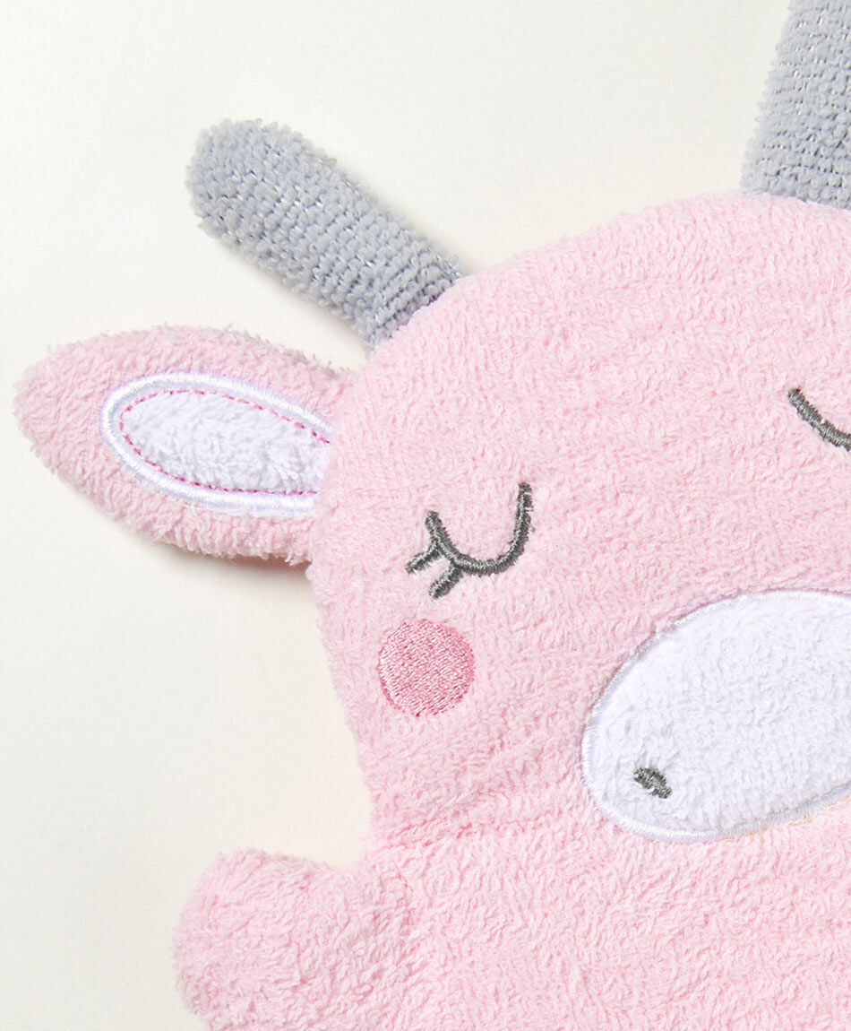 Pack toalla + guante beb&eacute; rosado
