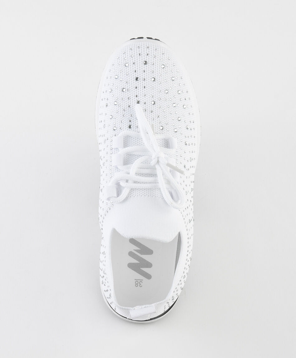 Zapatilla mujer piedritas blanca