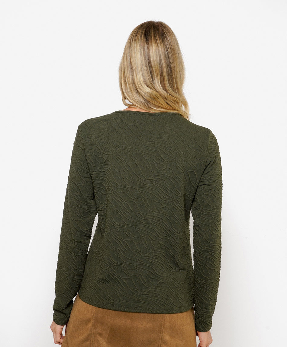 Polera mujer textura cebra verde
