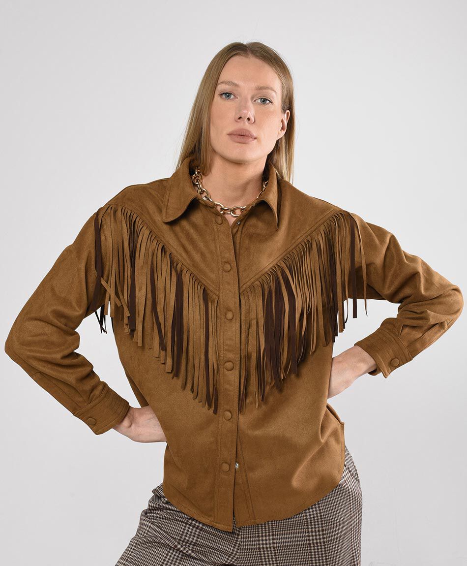 Chaqueta mujer gamuza flecos