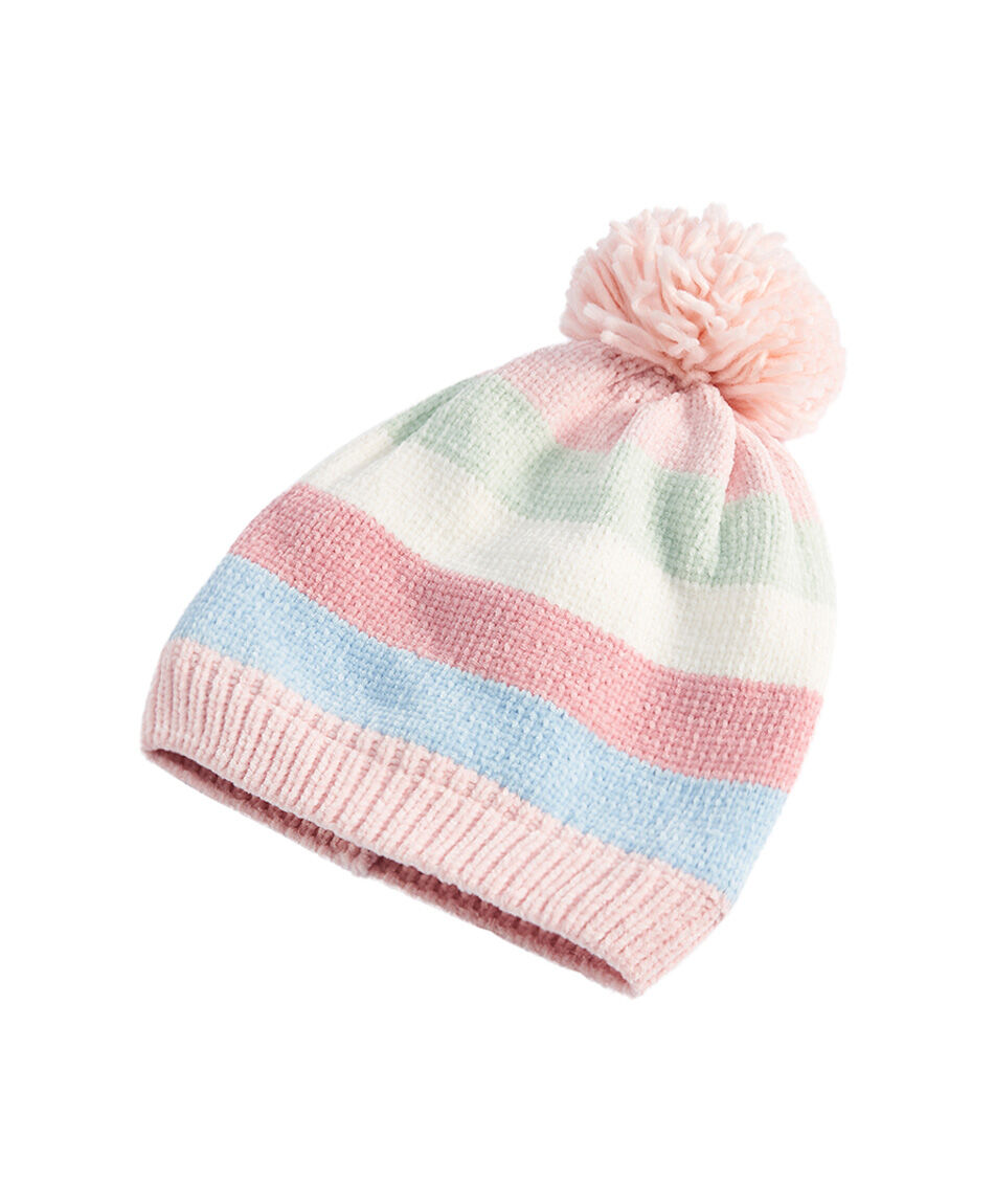 Gorro infantil l&iacute;neas pomp&oacute;n