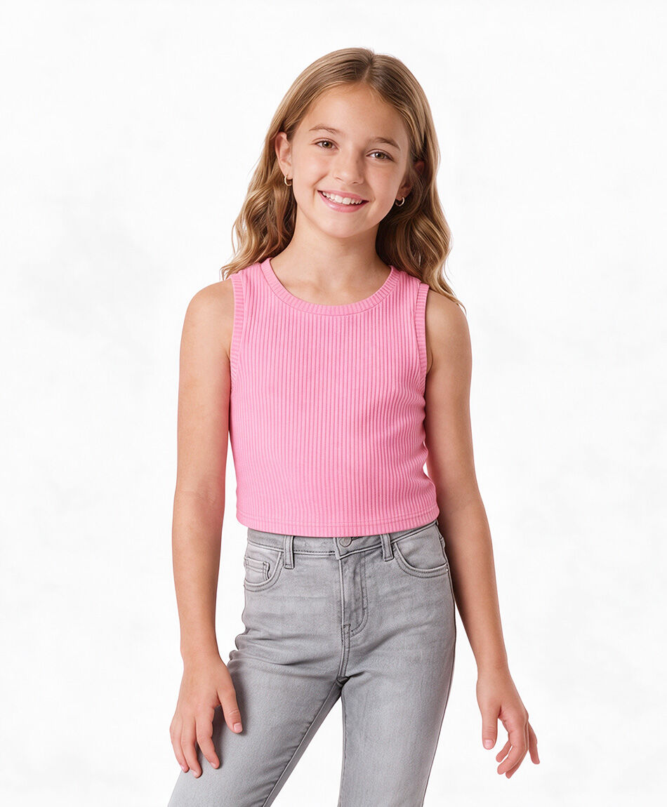 Remera ni&ntilde;a rosada sin mangas