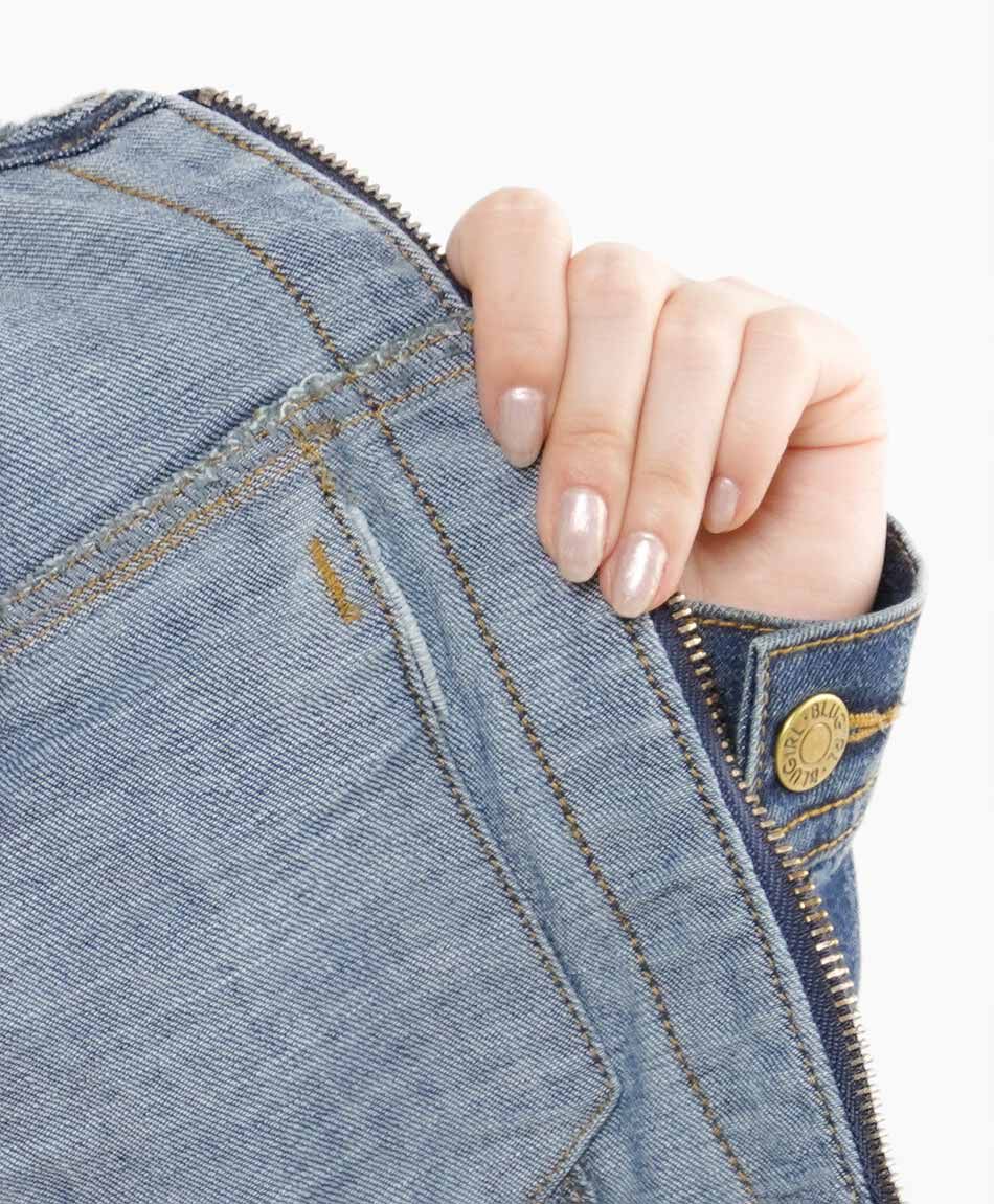 Campera mujer denim sin cuello