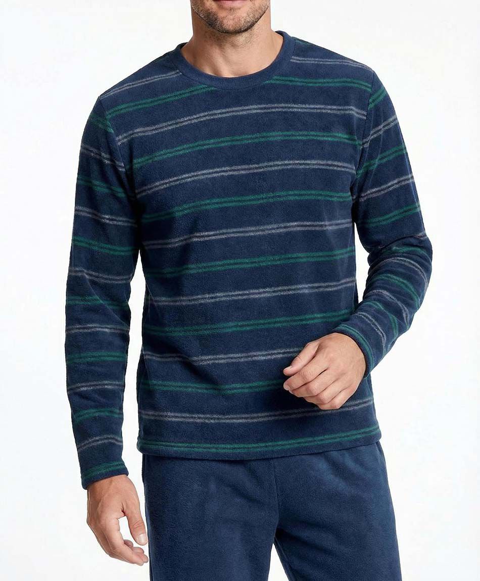 Pijama hombre polar l&iacute;neas bicolor