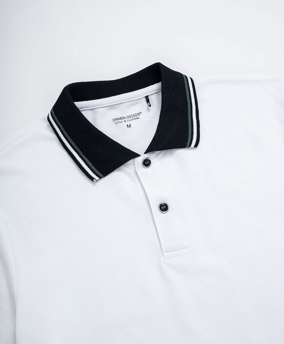 Remera hombre cuello polo blanca