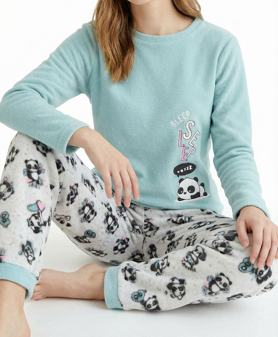Pijama mujer polar panda letras