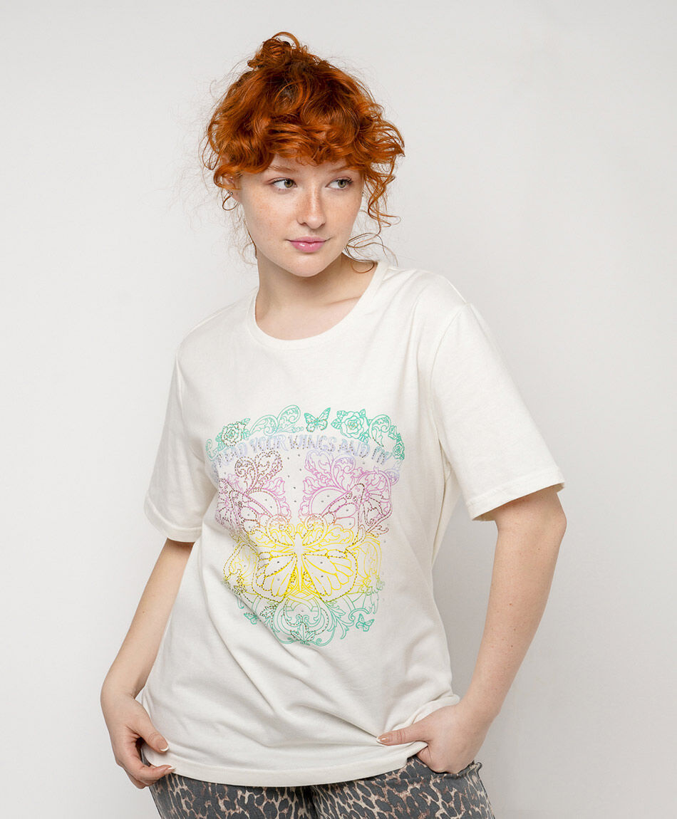 Remera mujer mariposa flor
