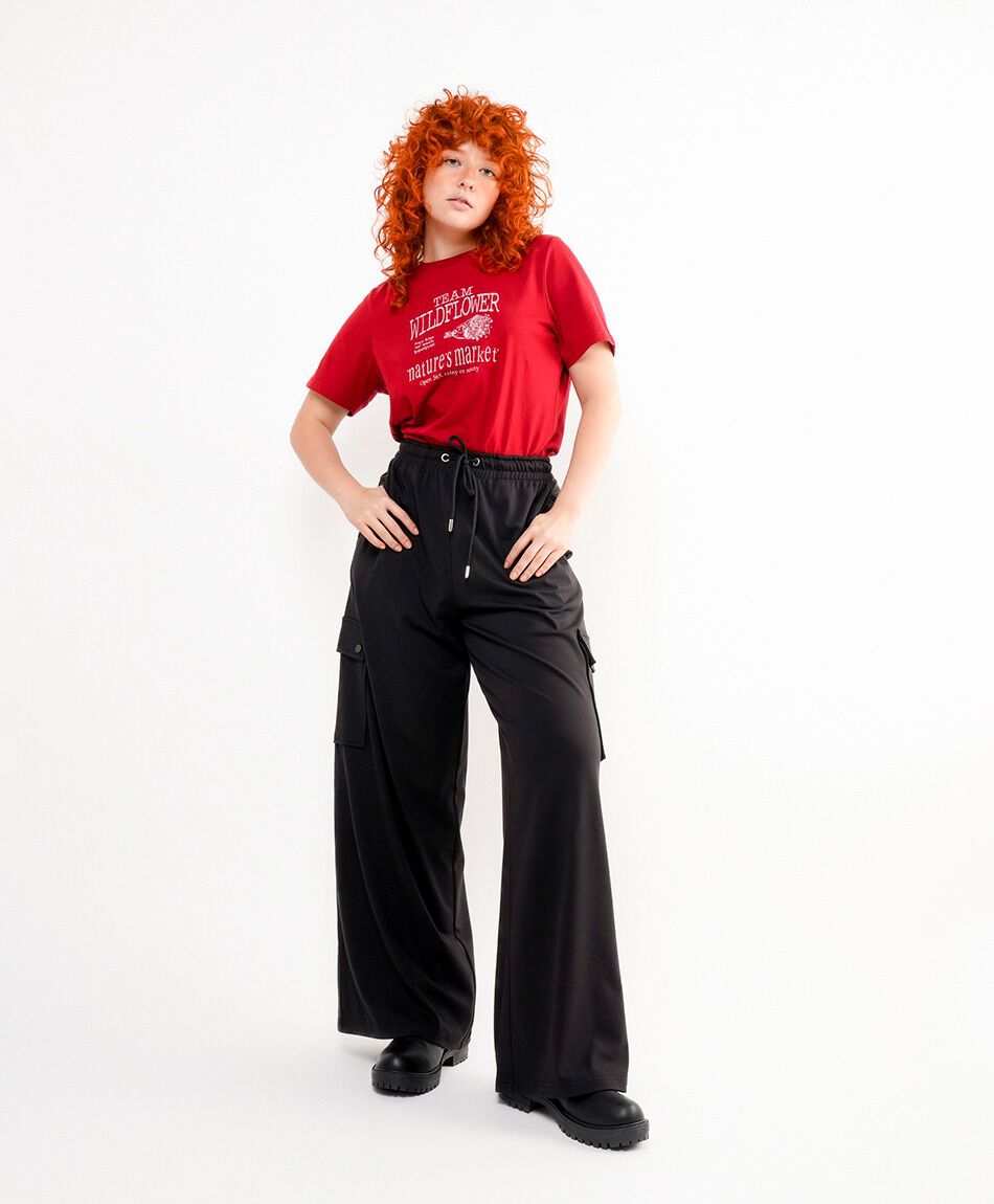 Pantal&oacute;n mujer cargo tiro alto