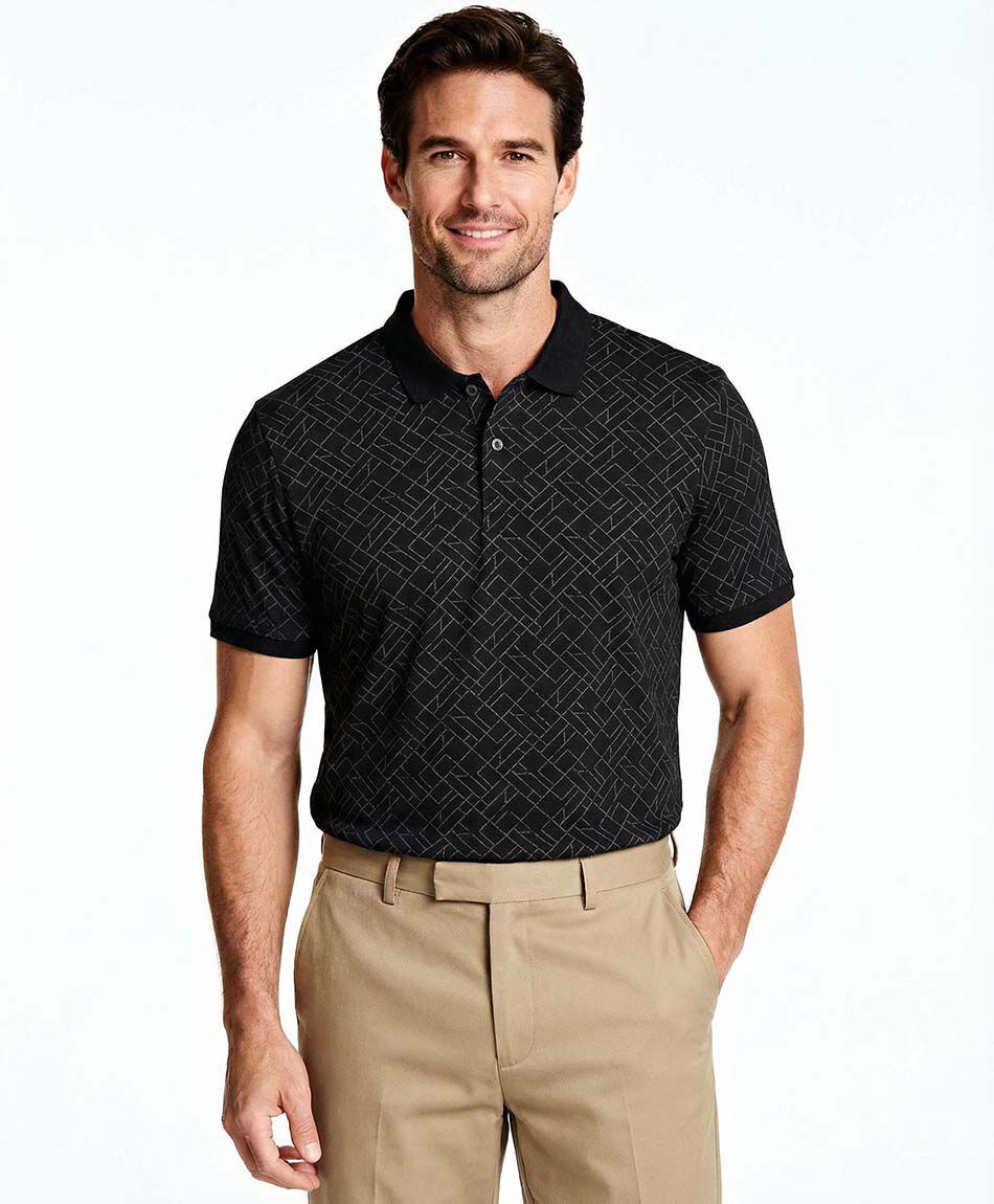 Remera hombre cuello polo negro noche