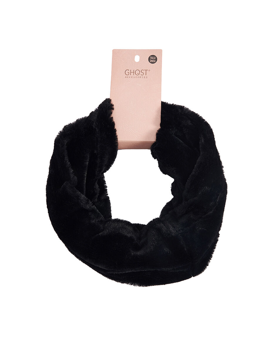 Cuello mujer efecto peluche negro