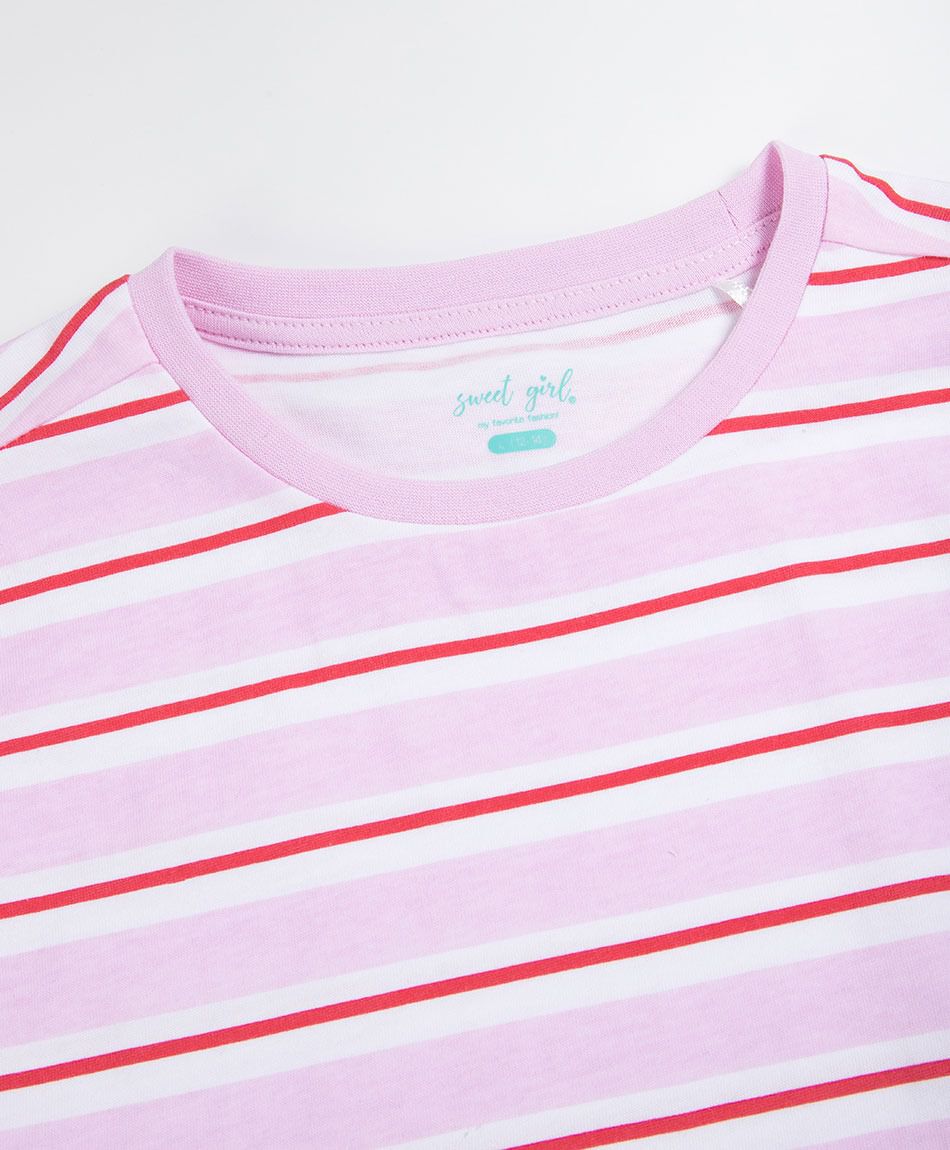 Remera ni&ntilde;a l&iacute;neas lazos