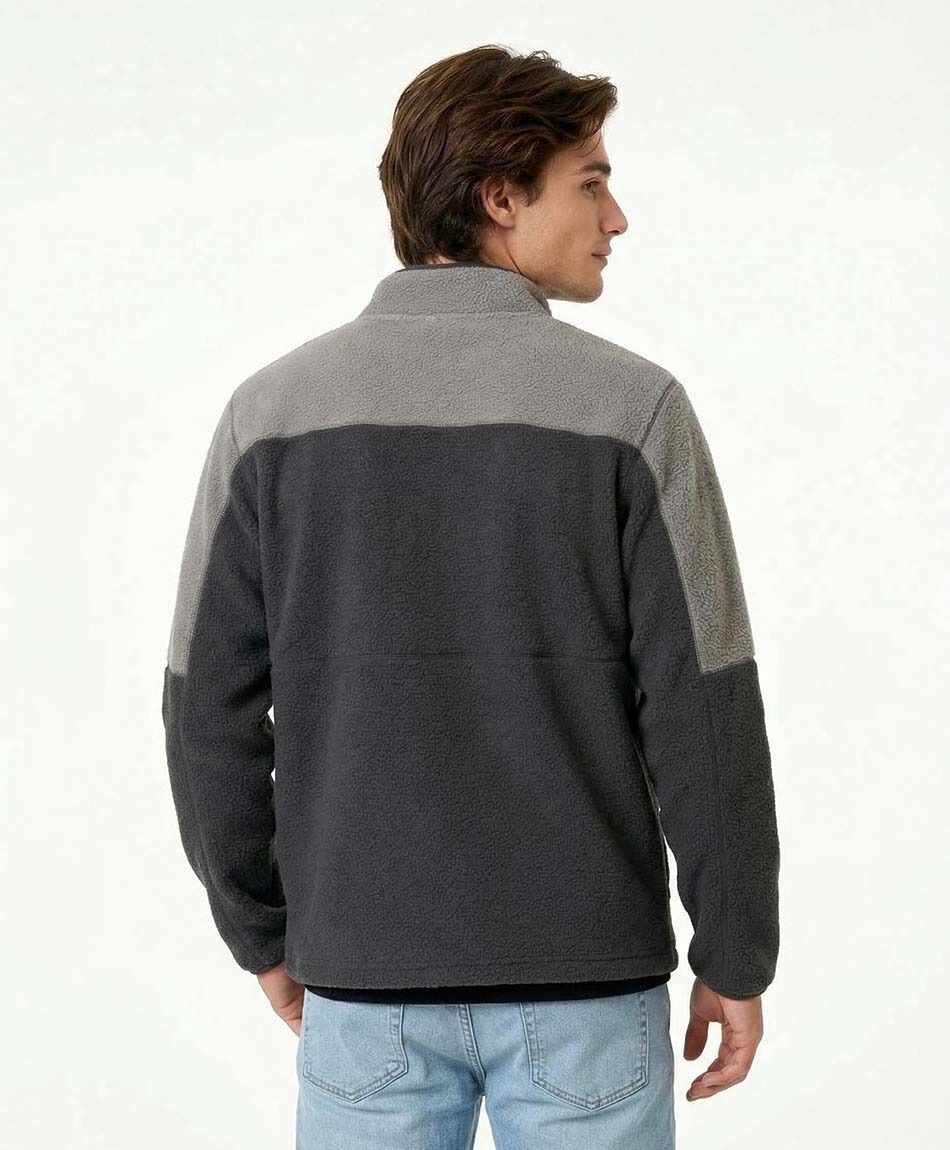 Campera hombre polar bicolor bolsillo