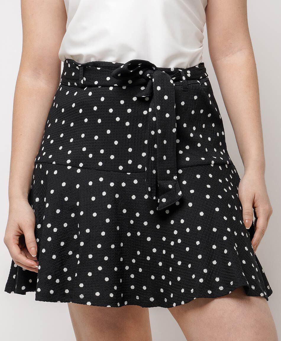 Pollera mujer dise&ntilde;o lunares amarre frontal