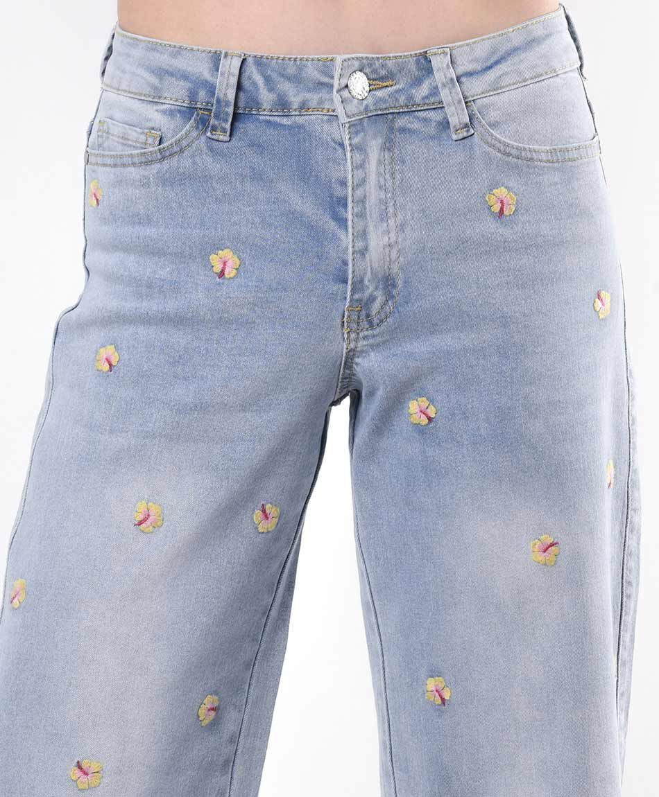 Jeans mujer bordados wide