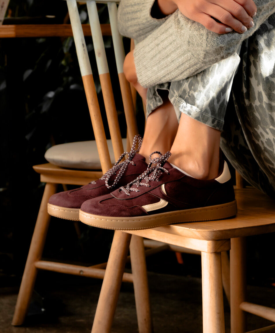 Zapatilla mujer vintage burdeo