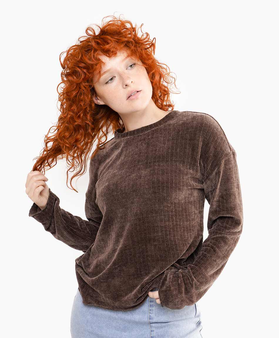 Sweater mujer chenille brown