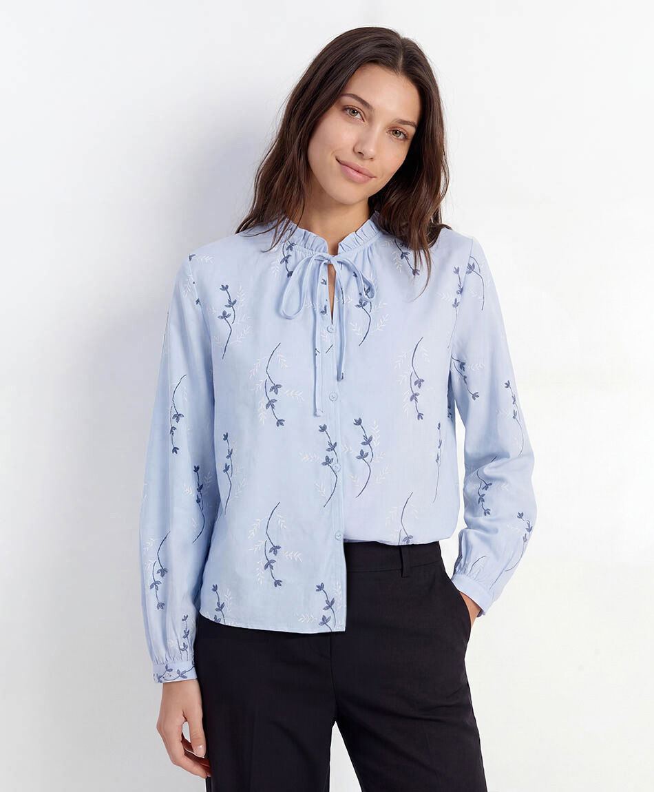 Camisa mujer florcitas lazo