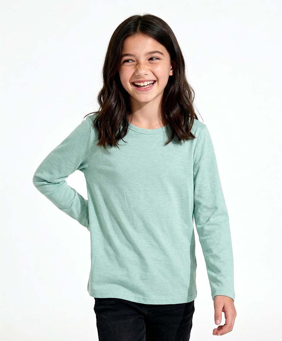 Remera ni&ntilde;a b&aacute;sica manga larga