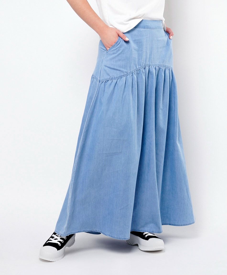 Pollera mujer tencel bolsillos