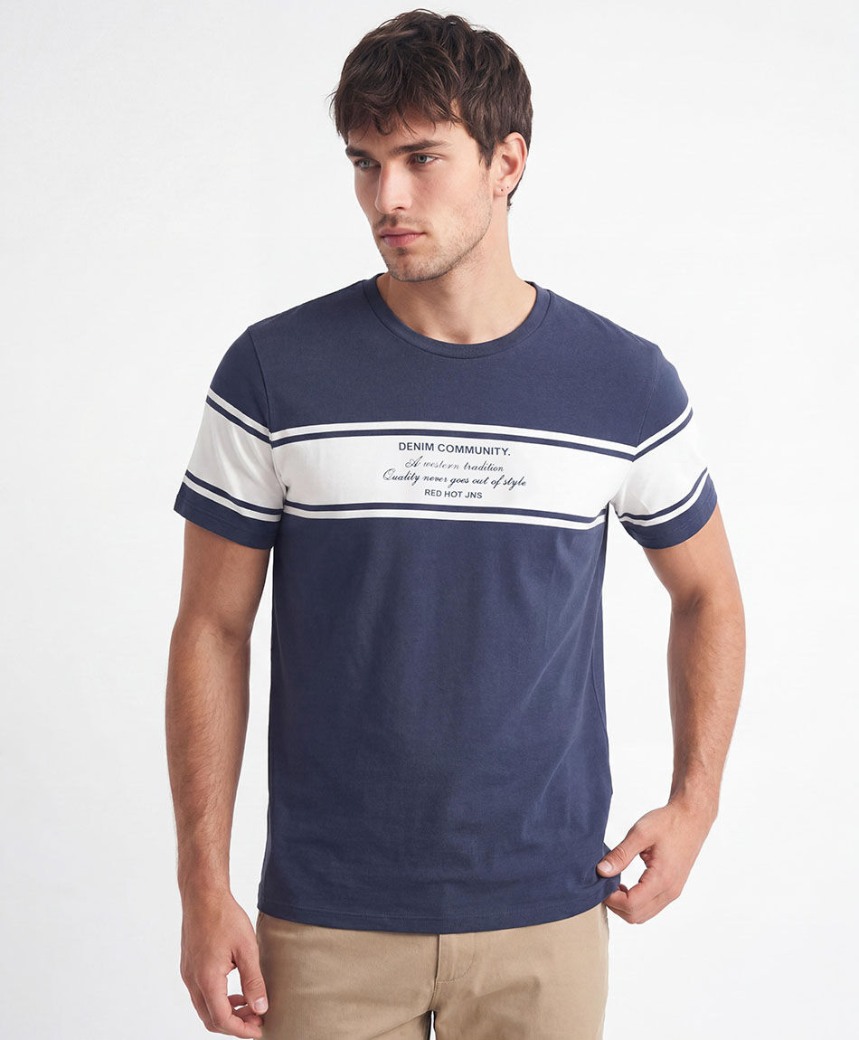 Remera hombre franja denim community