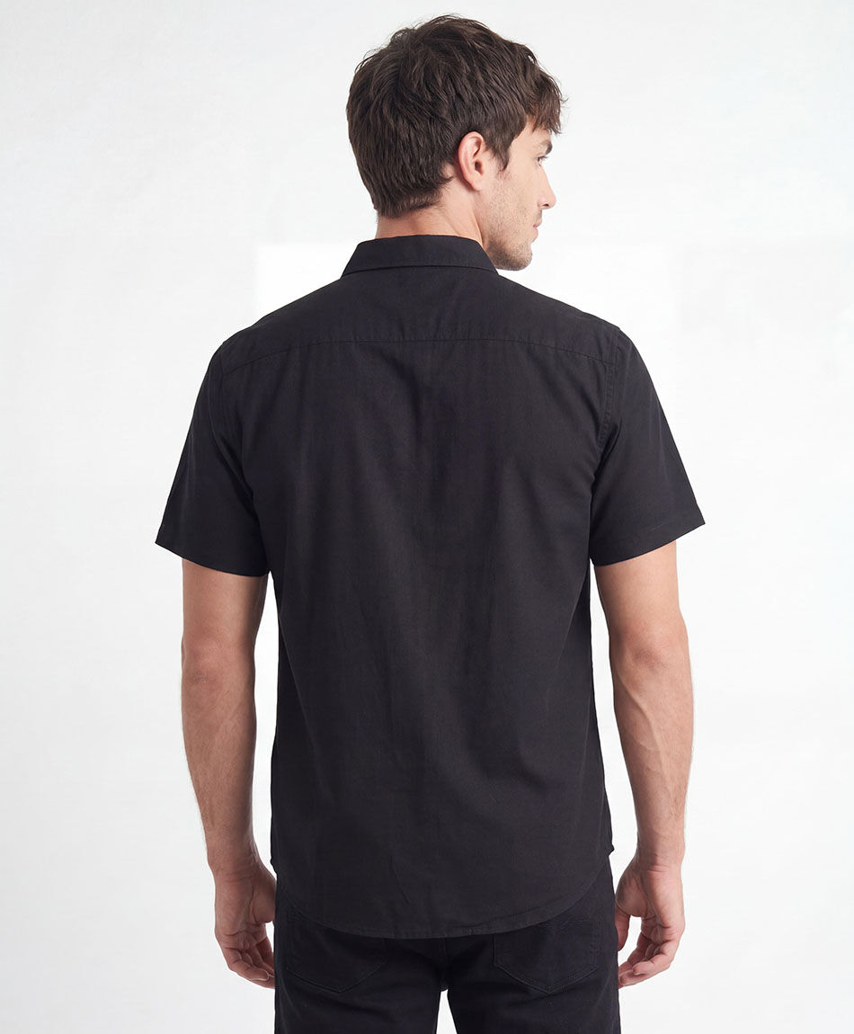 Camisa hombre viscosa negra