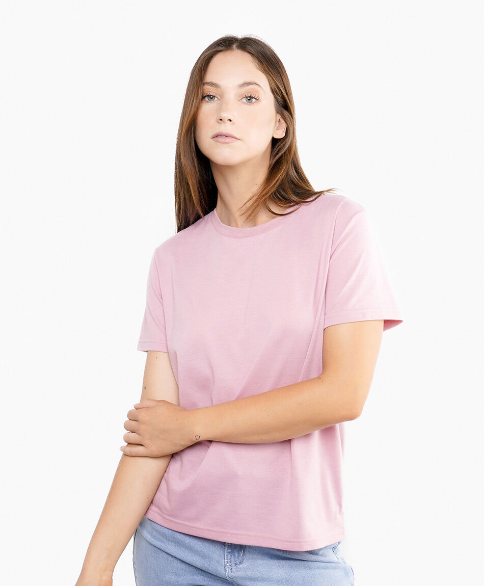 Remera mujer manga corta cl&aacute;sico rosa