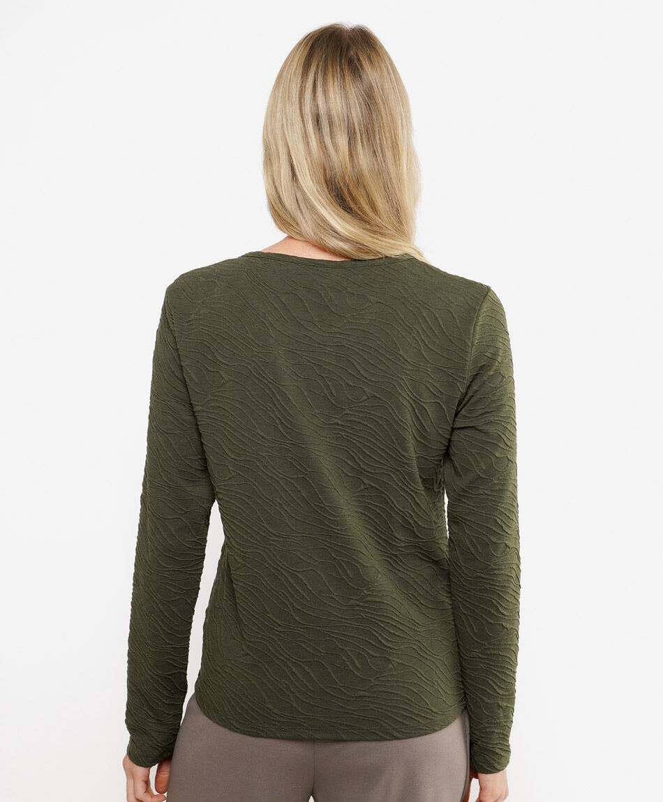 Remera mujer textura cebra verde