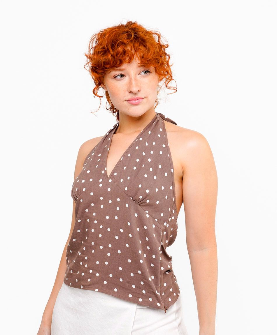 Camisa mujer lunares white