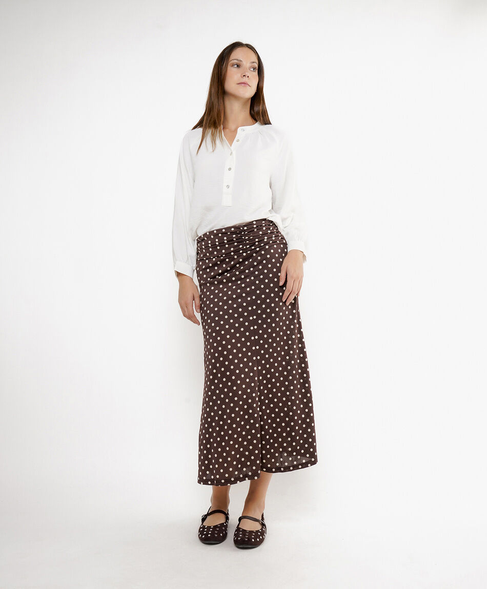 Falda mujer dise&ntilde;o lunares brown