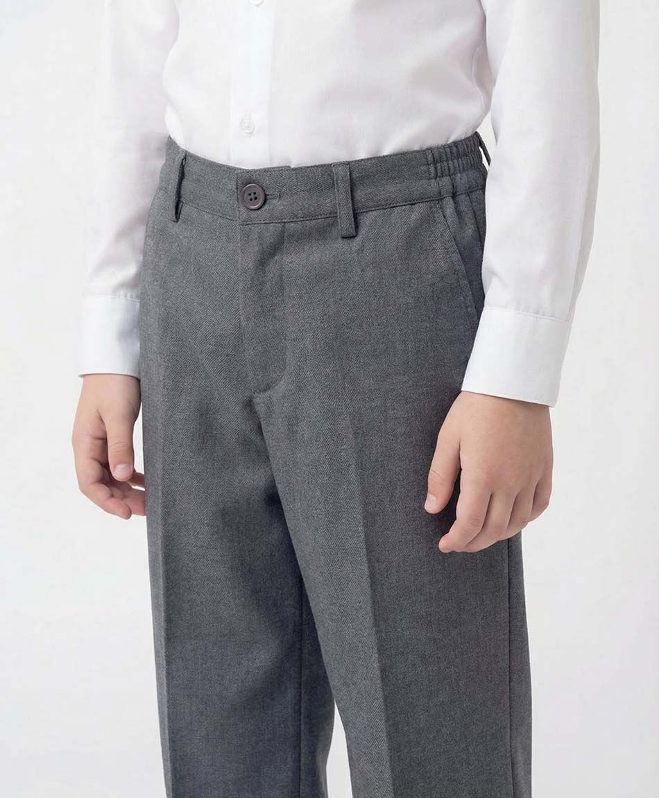 Pantal&oacute;n escolar gris con parche rodillas