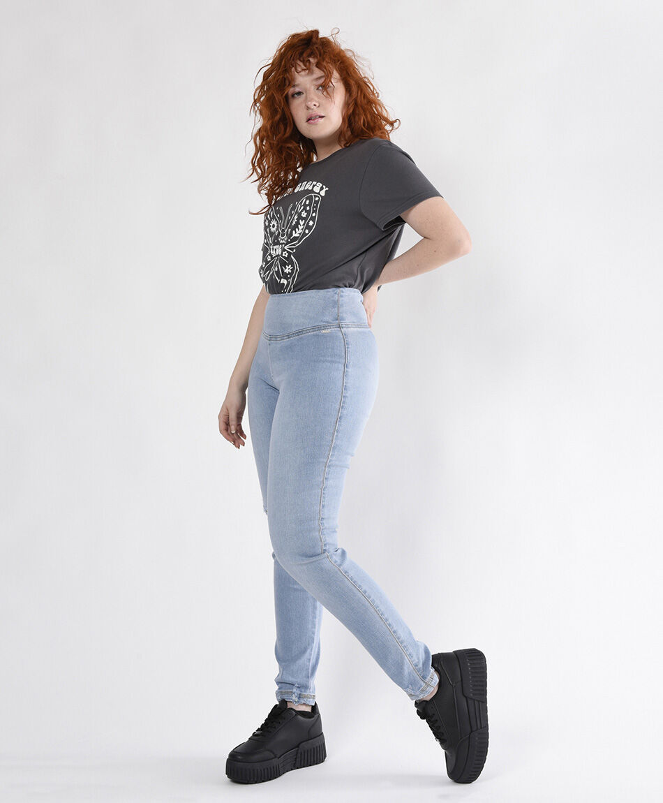 Jeans mujer pretina ancha skinny fit