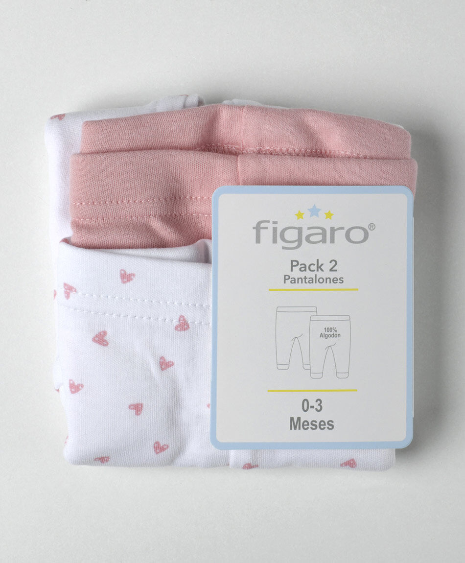 Pack 2 pantalones beb&eacute; corazones