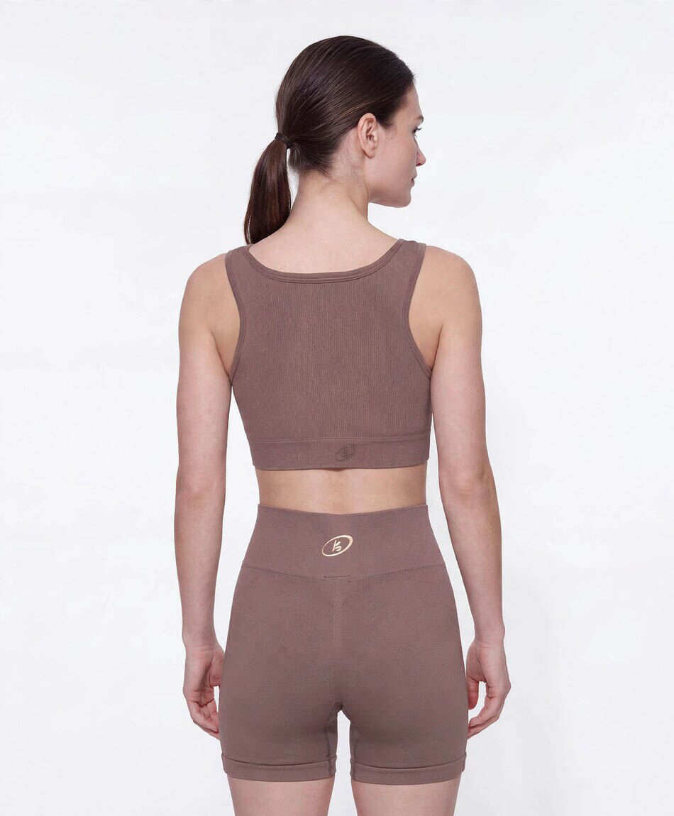 Top deportivo mujer cafe seamless