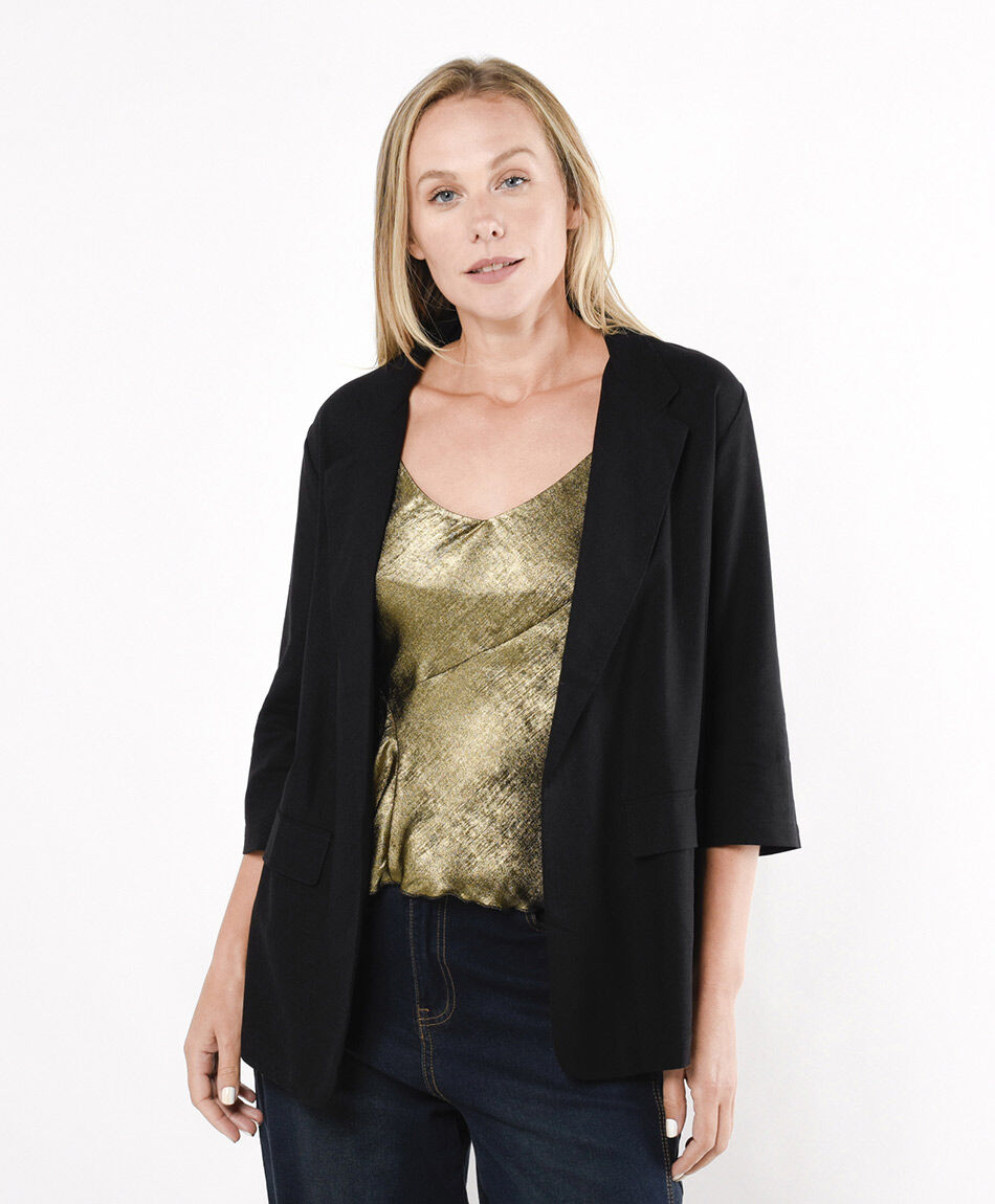 Blazer mujer negro lino