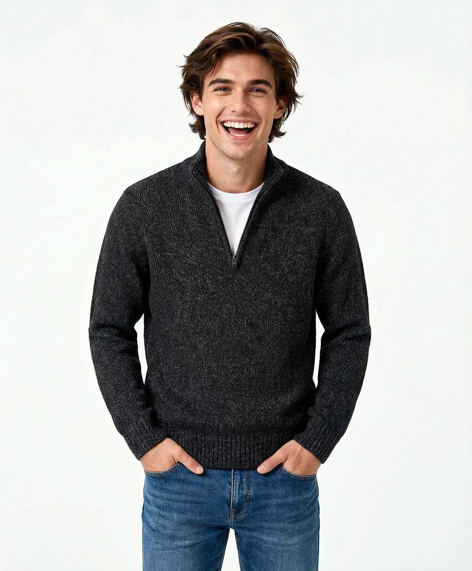 Sweater hombre cierre medio lanoso